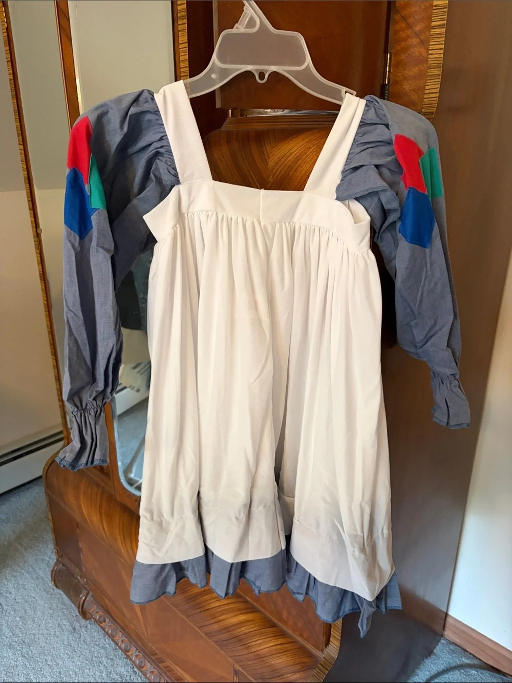 Costume Orphan Annie with Blue Puff Sleeves Child Medium